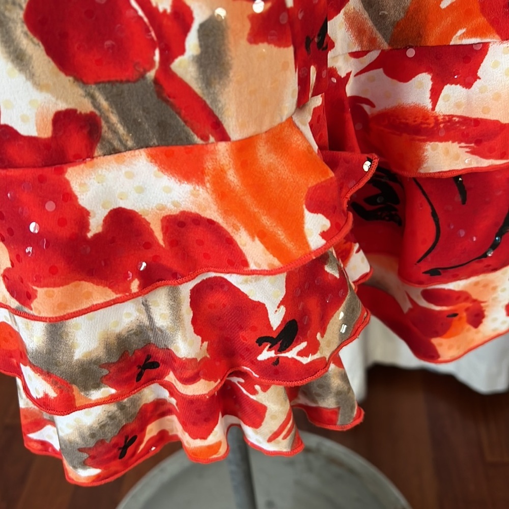 Cocktail dress JBS floral floral sparkly ruffled midi - Picture 9 of 10